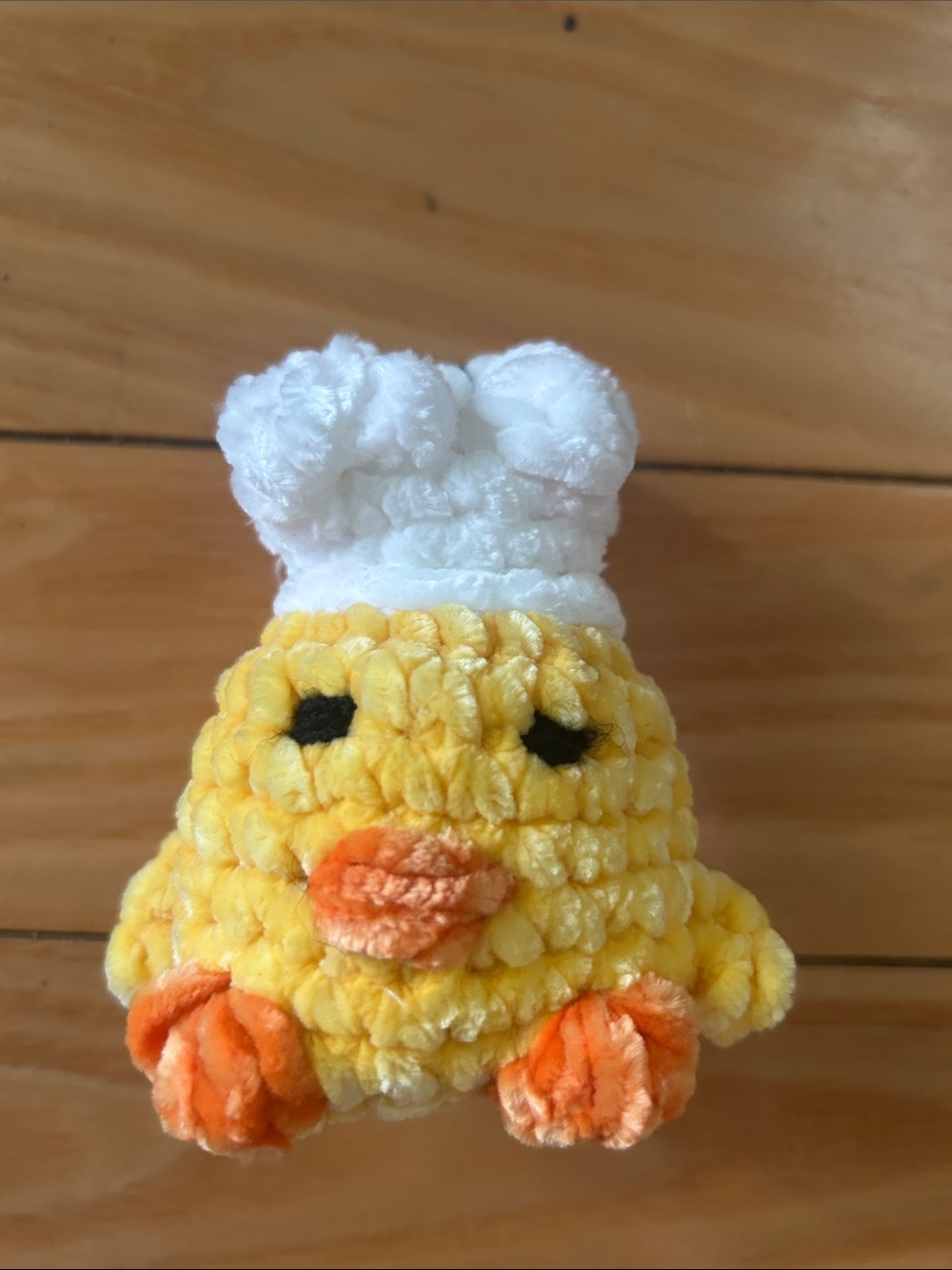 Plush Yellow Chick with White Chef Hat crochet keychain- Soft Decorative Toy